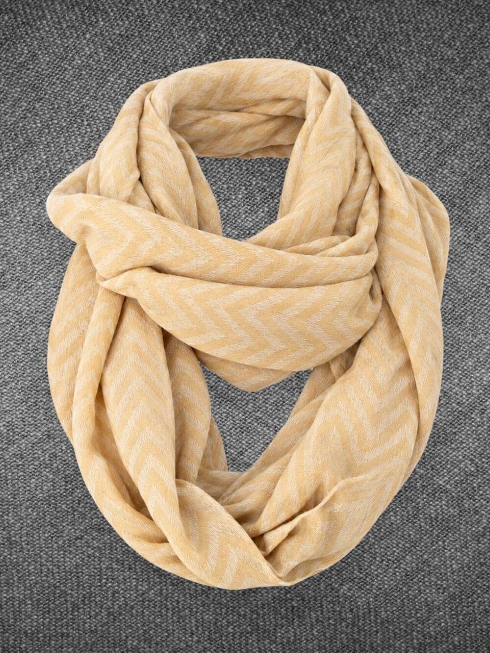 Beige Chevron Infinity Scarf Lightweight One Size